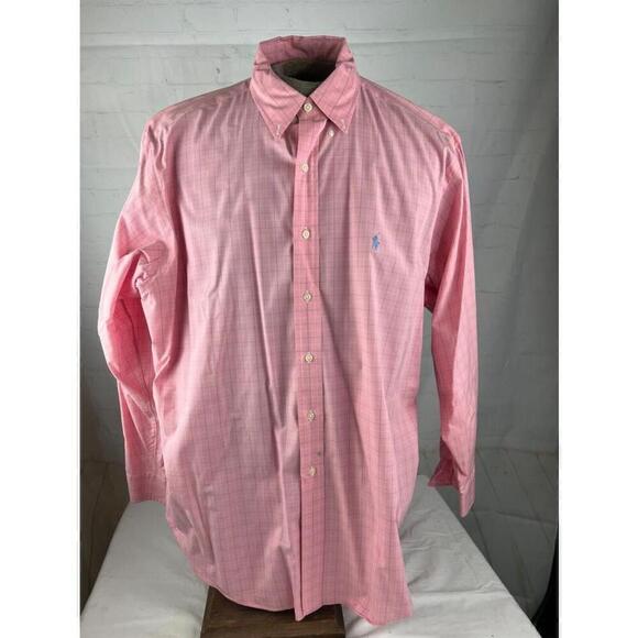 Ralph Lauren Other - Ralph Lauren Yarmouth Mens 17-34/35 Button Up Dress Shirt Pink Plaid Long Sleeve